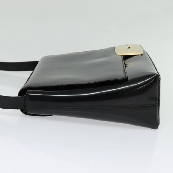 GUCCI Shoulder Bag Enamel Black Gold 0001 3444 1812 Auth bs28872 - Picture 4 of 16